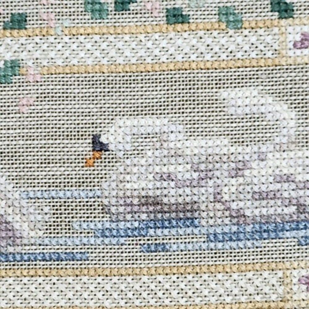 Vintage Needlepoint Swans  Finished Canvas‎ Cross St #12